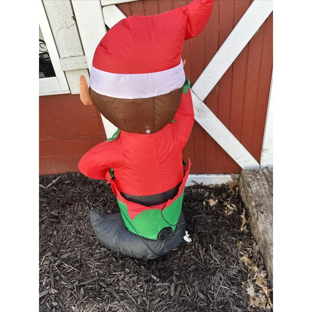 3.5-Foot Inflatable Waving Elf – Festive Greeter for Your Holiday Yard Décor